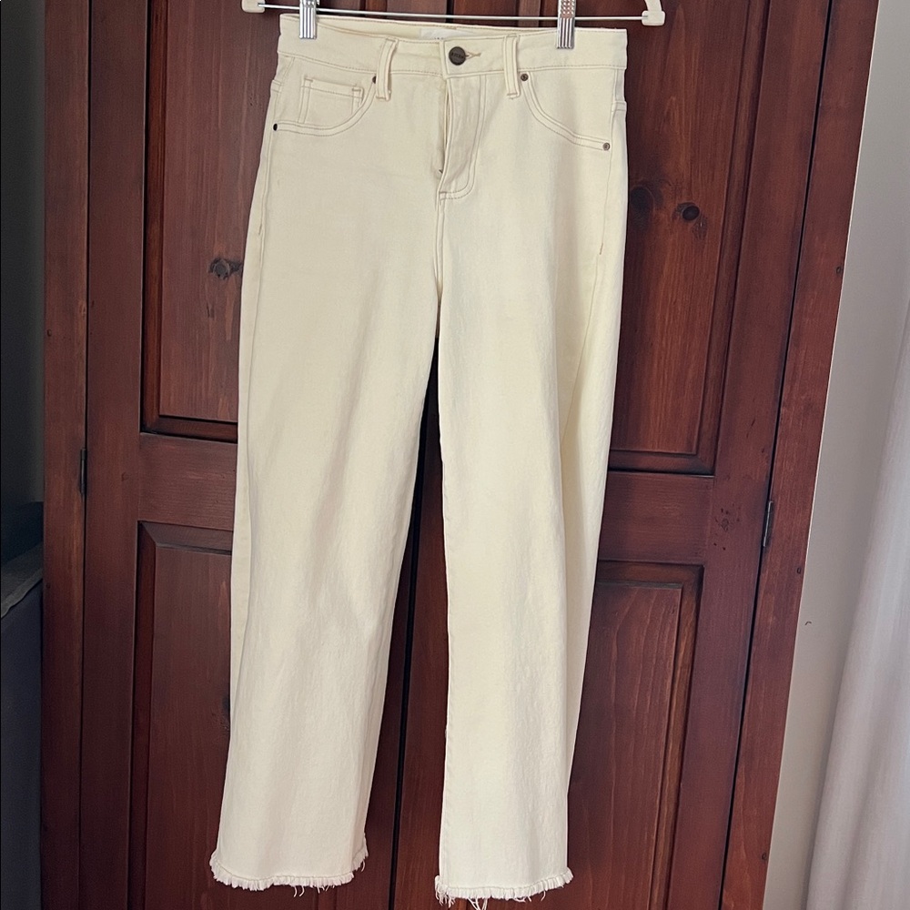 Cream Straight-Leg Jeans
